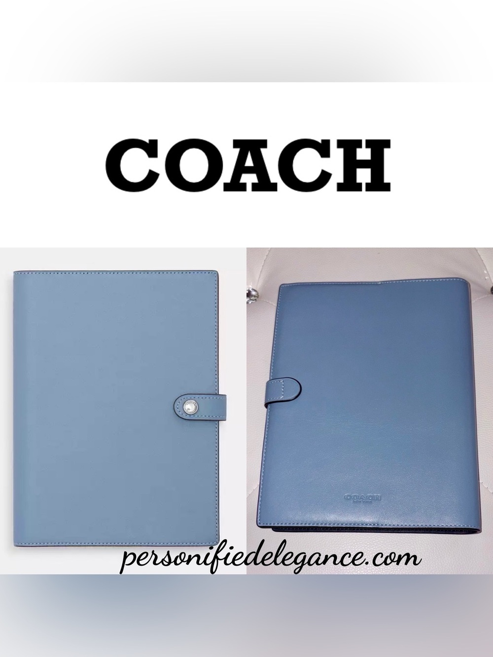 NEW Coach Cornflower Blue Smooth Leather Notebook Journal Diary Planner